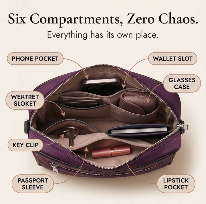 Carryella™ – Multi-Pocket Shoulder Bag with Anti-Theft Design