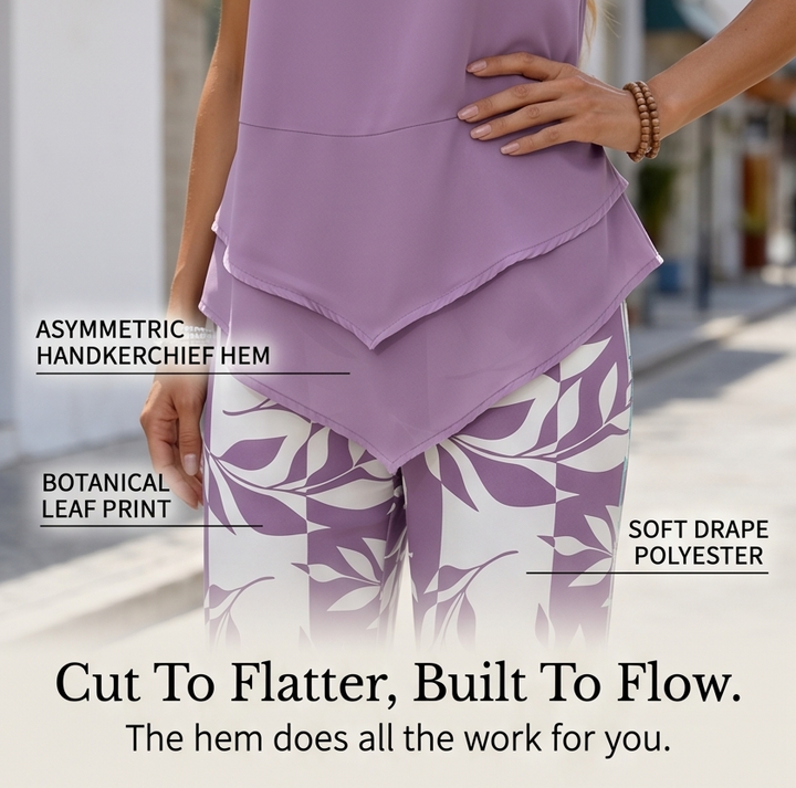 Lunavia™ Asymmetric Tunic & Wide Leg Pants Set