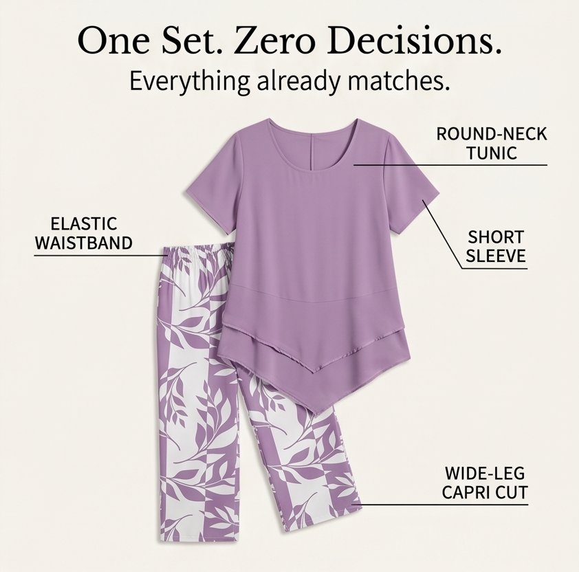 Lunavia™ Asymmetric Tunic & Wide Leg Pants Set