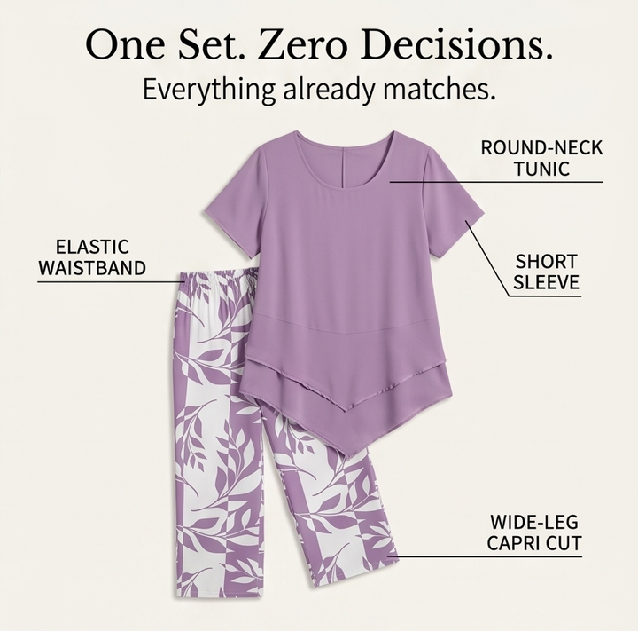 Lunavia™ Asymmetric Tunic & Wide Leg Pants Set
