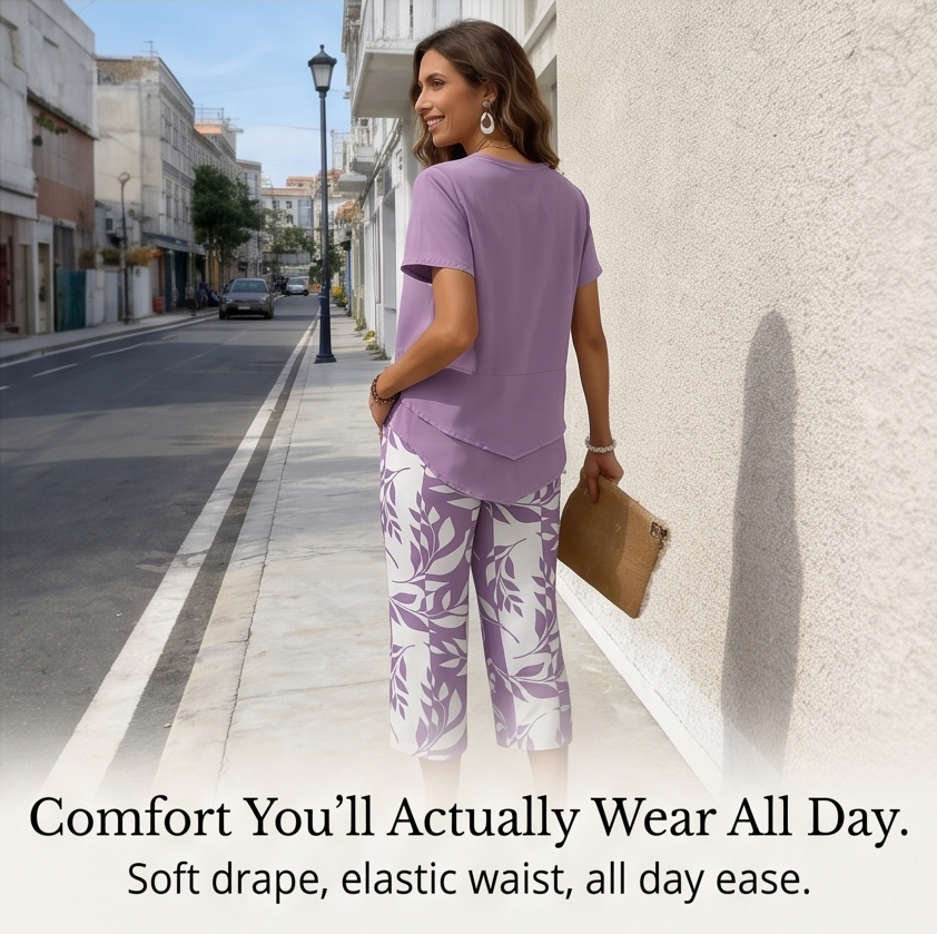 Lunavia™ Asymmetric Tunic & Wide Leg Pants Set