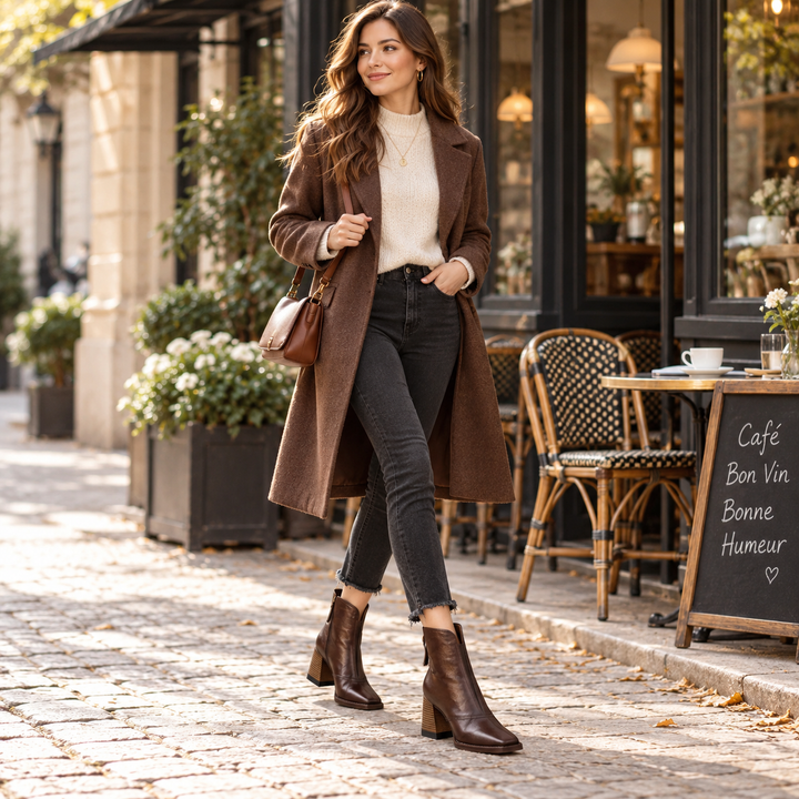 Norina – Sleek Block-Heel Leather Ankle Boots