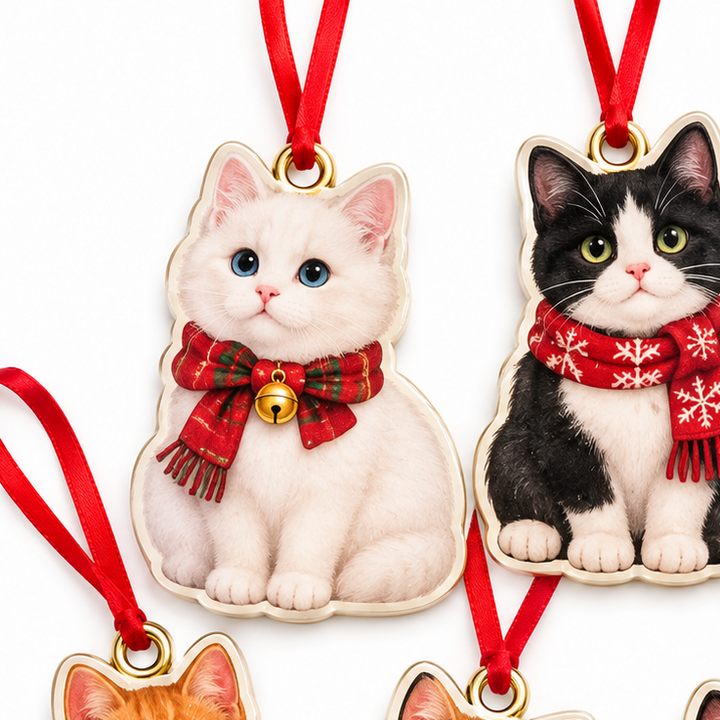 Mistletoe Meow – 24 Cat Acrylic Christmas Ornaments