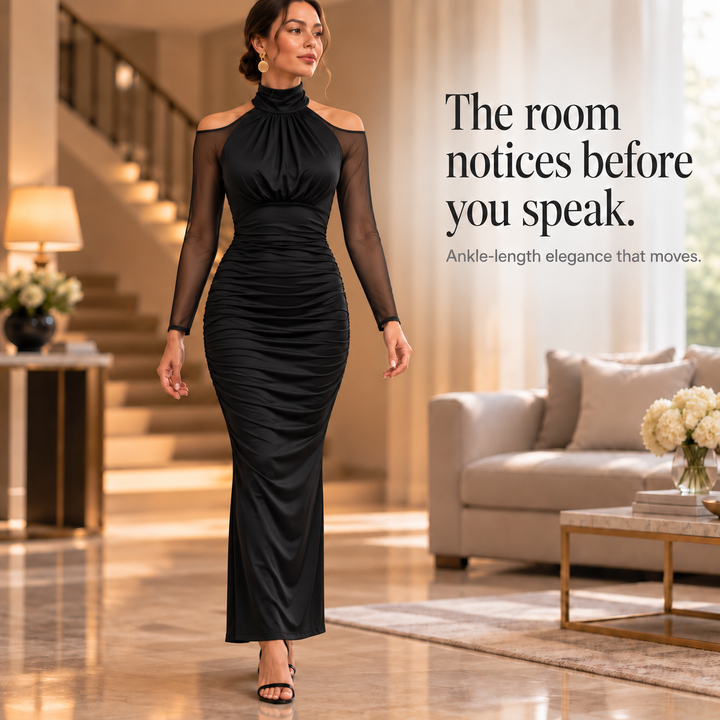Elarian – Sheer Cold-Shoulder Mermaid Gown