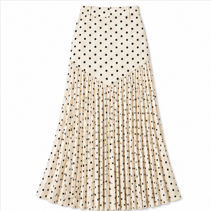 Wearbella – Polka Dot Pleated A-Line Midi Skirt