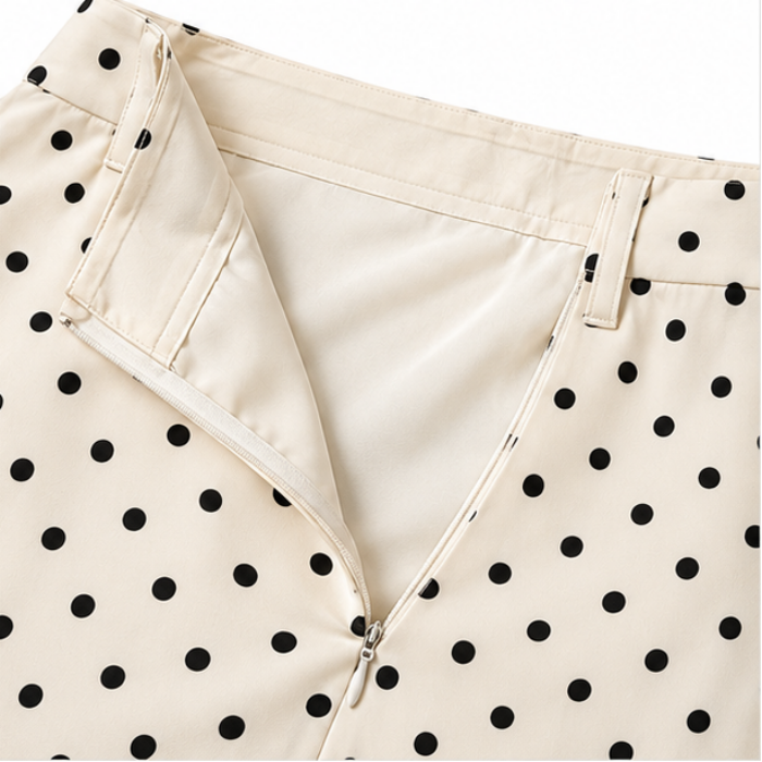 Wearbella – Polka Dot Pleated A-Line Midi Skirt
