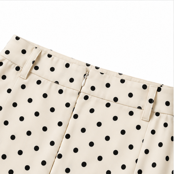 Wearbella – Polka Dot Pleated A-Line Midi Skirt