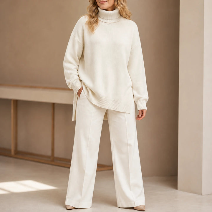 Wearbella – Ribbed High-Neck Side-Slit Sweater