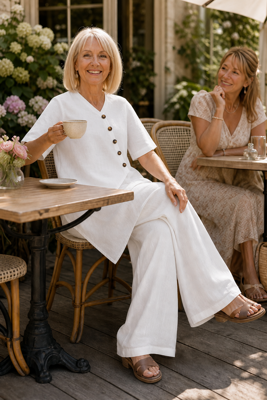 Wearbella – Wide-Leg Linen Top And Trouser Set