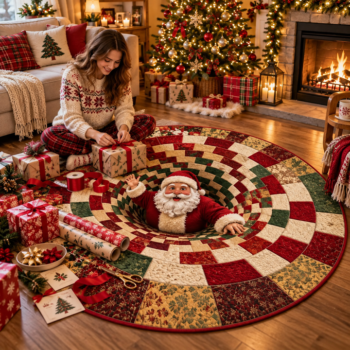 Merry Mirage – 3D Swirl Quilted Christmas Rug