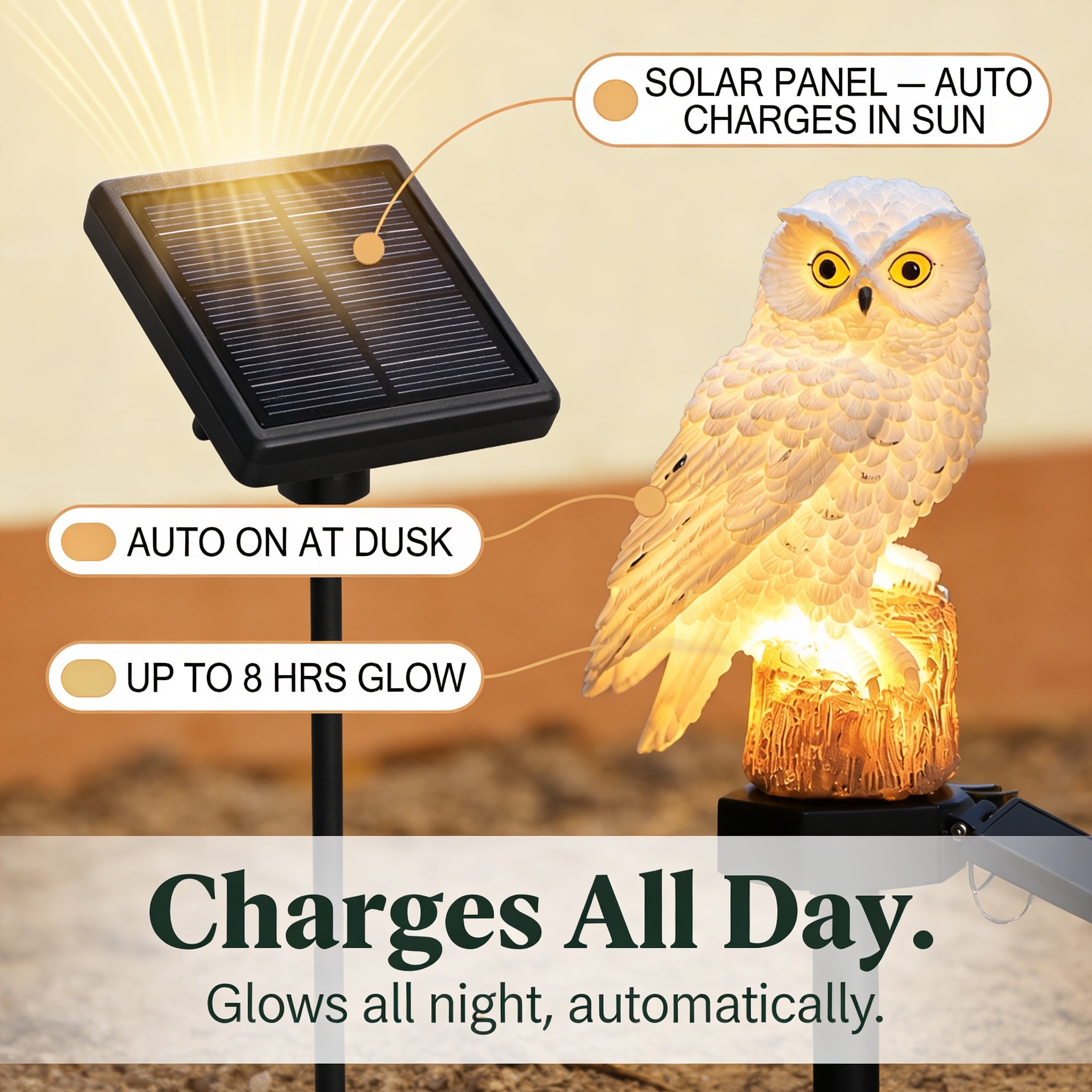 Lumora – Solar Owl Garden Light – Lark & Clover
