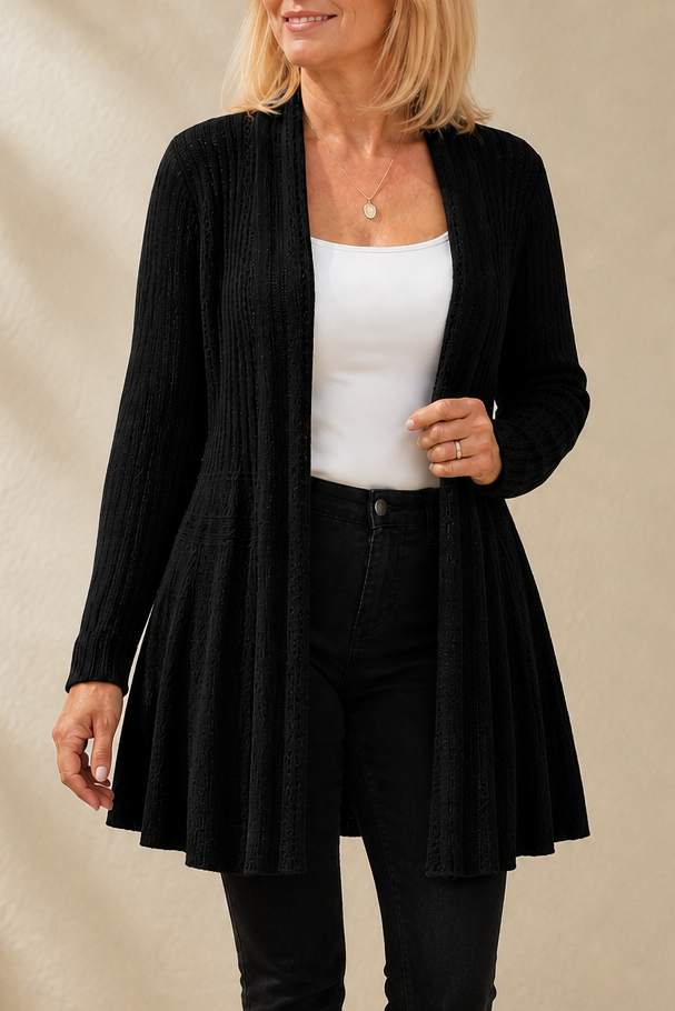 Wearbella – Open-Front Waterfall Knit Cardigan