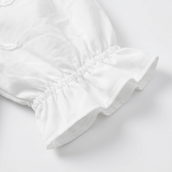 Belvera™ Romantic Ruffled V-Neck Blouse with Puff Sleeves
