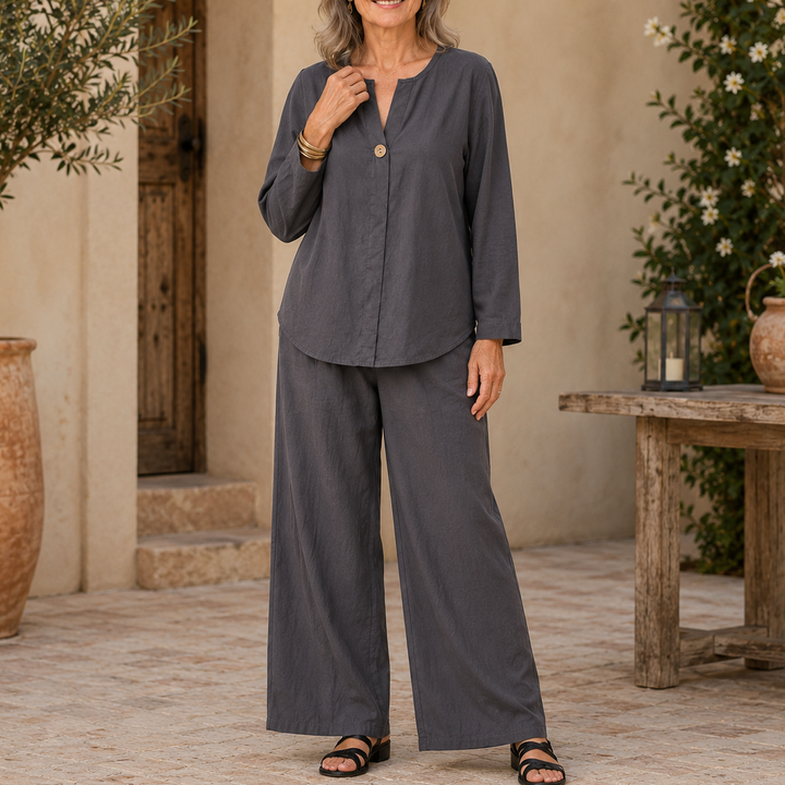 Wearbella – Wide-Leg Pants And Shirt Two-Piece Set