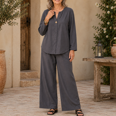 Wearbella – Wide-Leg Pants And Shirt Two-Piece Set