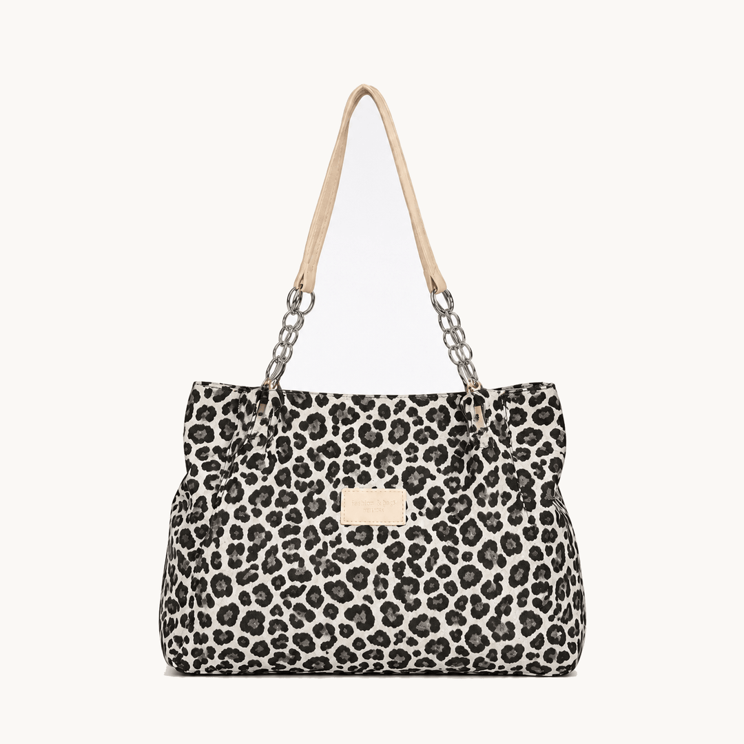 Lynxe™ – Leopard Print Tote with Chain Detail