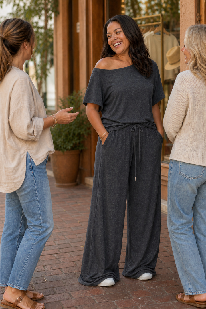 Wearbella – Off-Shoulder Wide-Leg Two-Piece Set