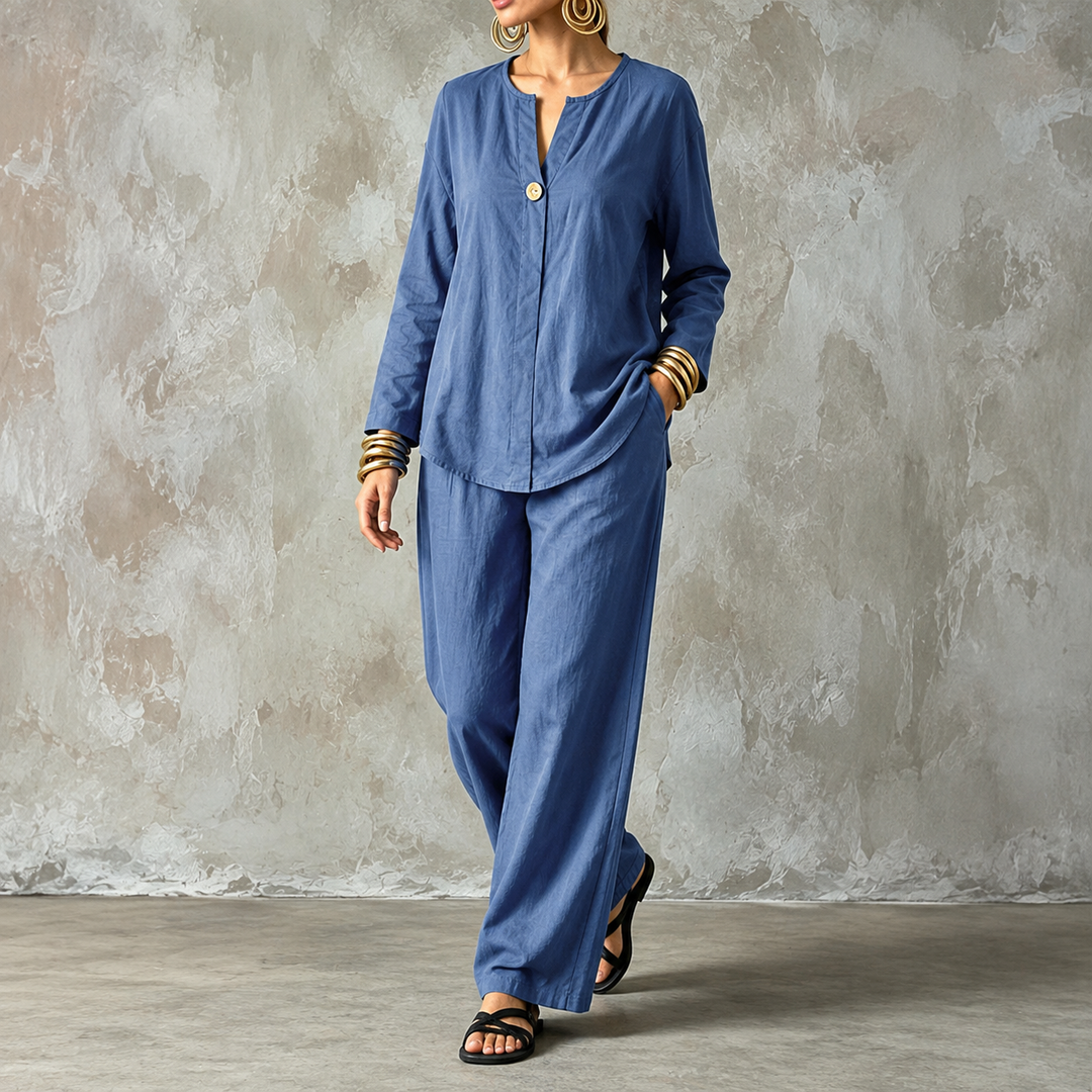 Wearbella – Wide-Leg Pants And Shirt Two-Piece Set