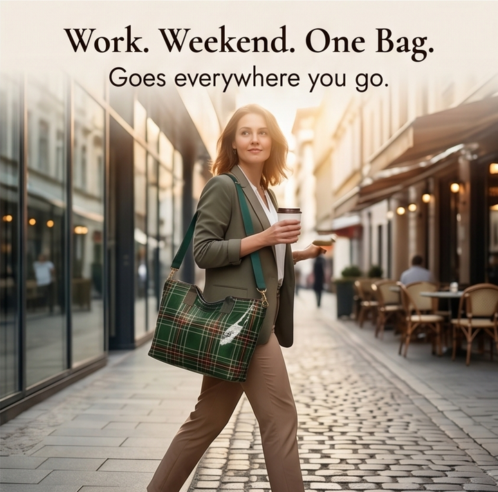 Carroway™ Glossy Checkered Tote Bag