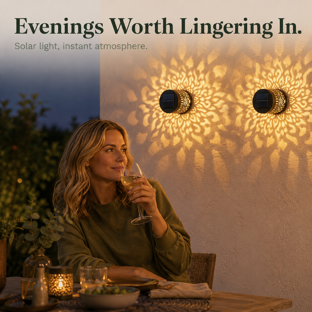 Veluna™ – Solar Mandala Projector Wall Light for Outdoor Garden Decor