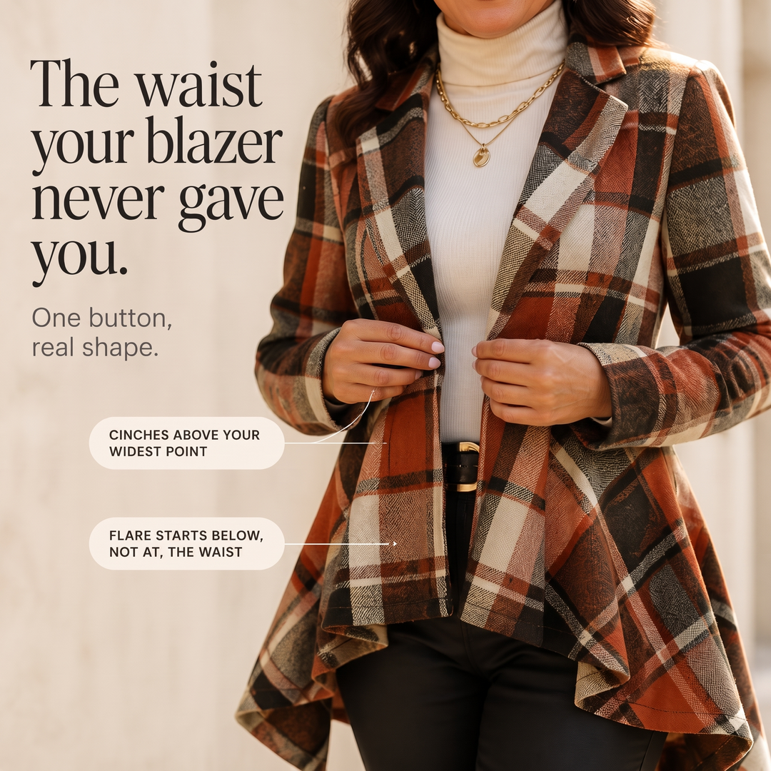 Cinchella – Plaid High-Low Peplum Waist Coat