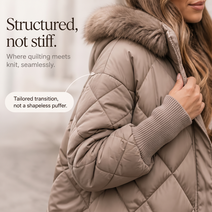 Wovella – Oversized Faux-Fur Hood Quilted Parka