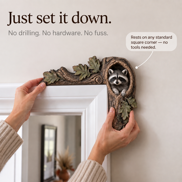Hollowbrook – Raccoon Tree Hollow Doorframe Topper