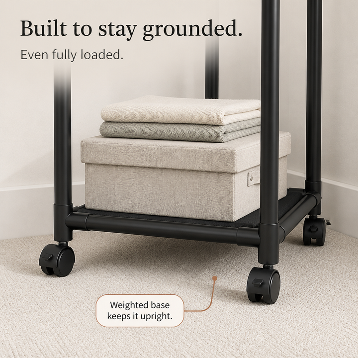 Nookstand – Space-Saving Garment Rack With Shelf And Hooks
