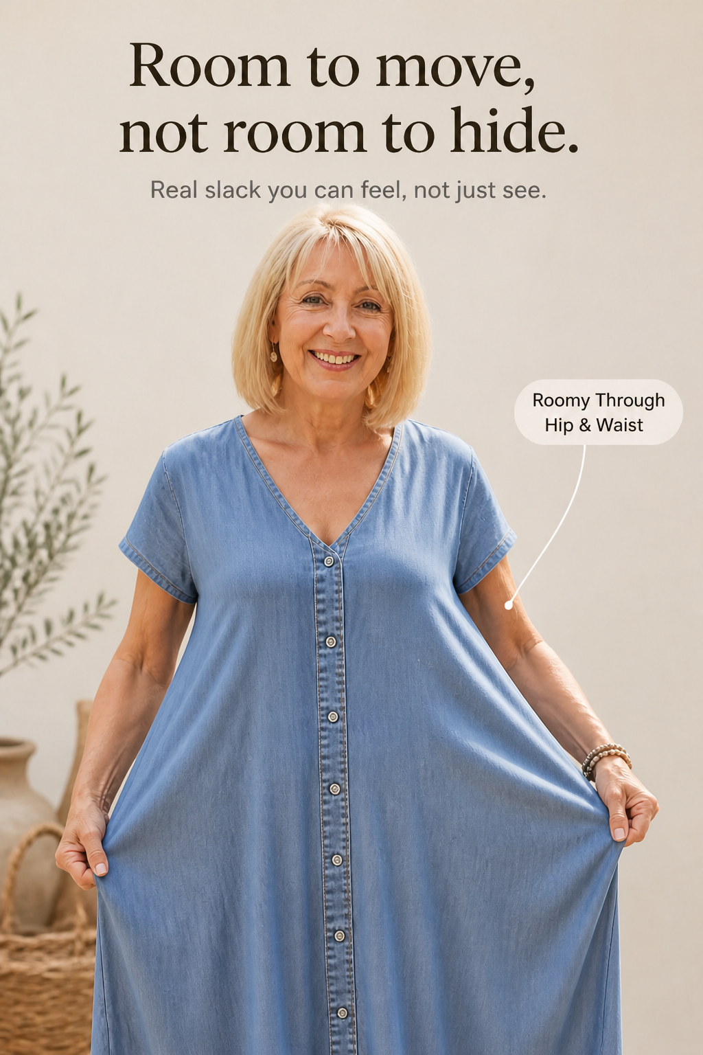 Wearbella – Soft Denim-Look Oversized Shirt Dress