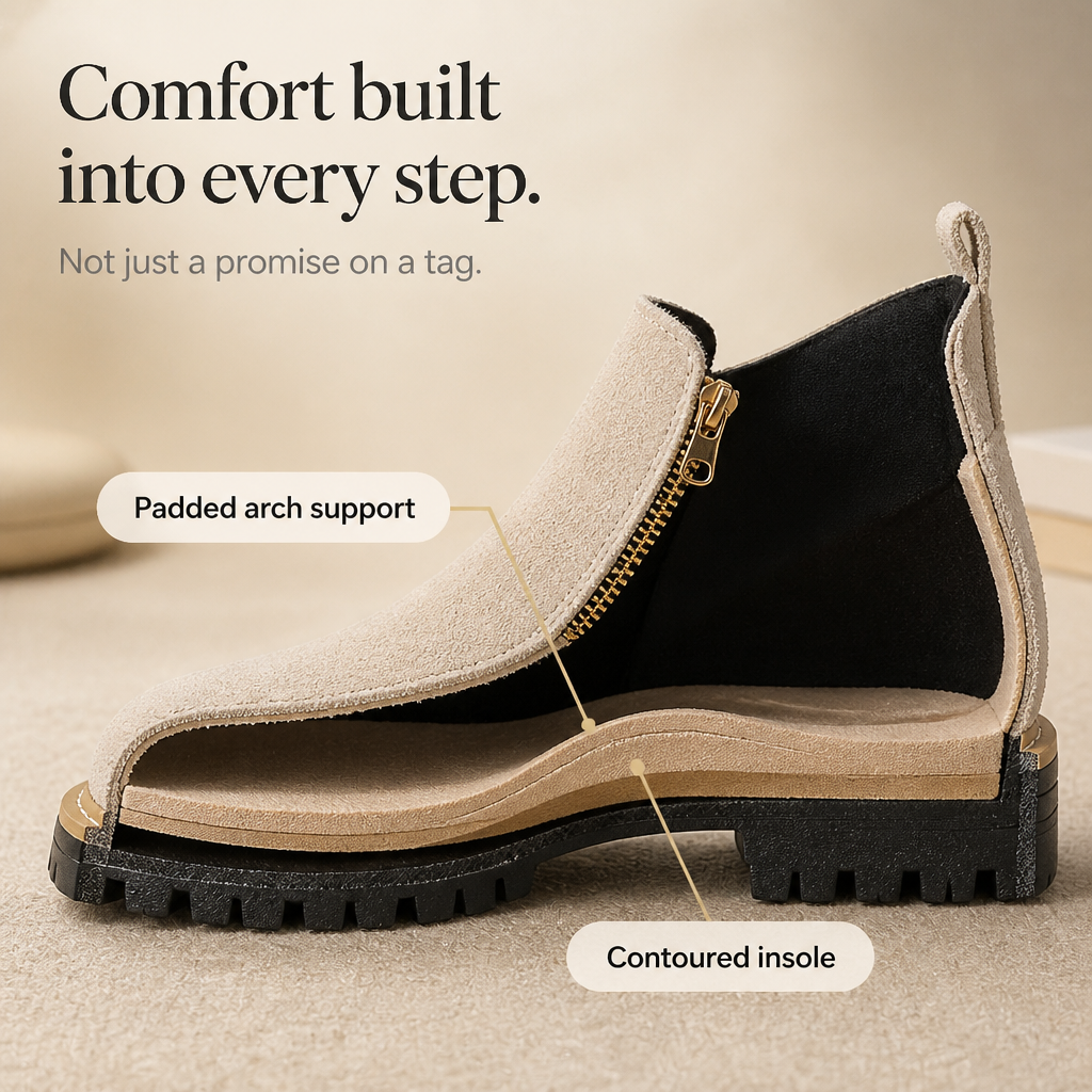 Stridewell – Square-Heel Zip-Up Ankle Boots