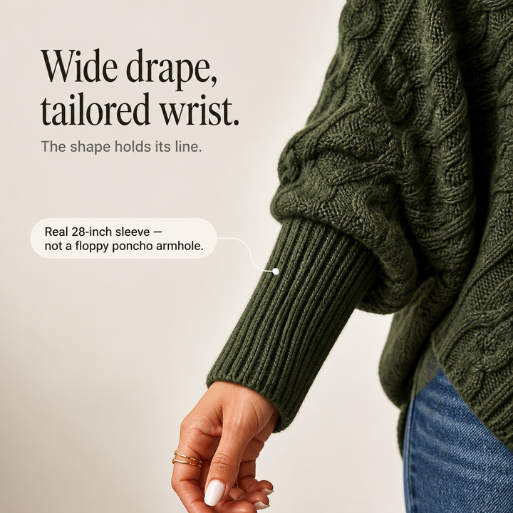 Cable & Cove – Cable-Knit Turtleneck Poncho Sweater