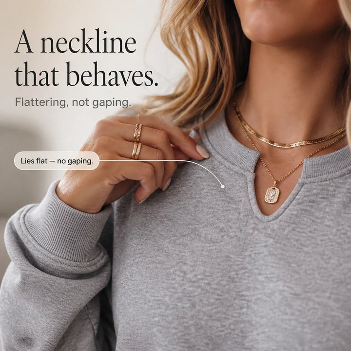 Vella – Split V-Neck Casual Sweatshirt