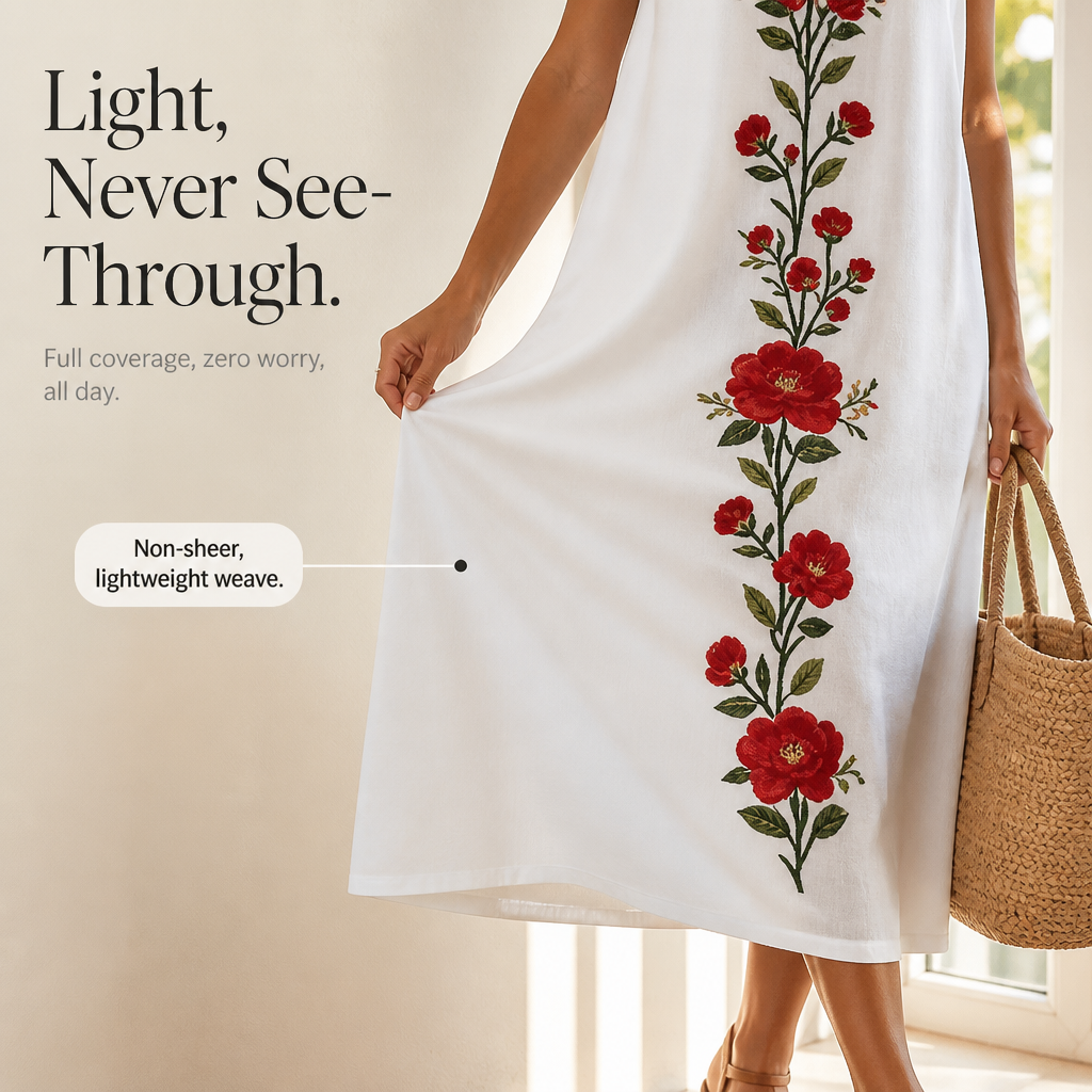 Lineluxe – Red Embroidered Sleeveless Maxi Dress