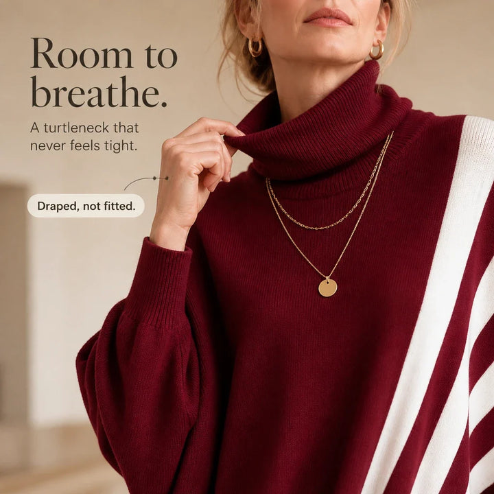 Striata – Asymmetric Striped Turtleneck Sweater