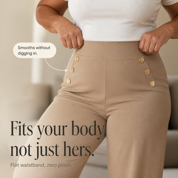 Curvella – High-Waist Tummy-Control Wide Leg Pants