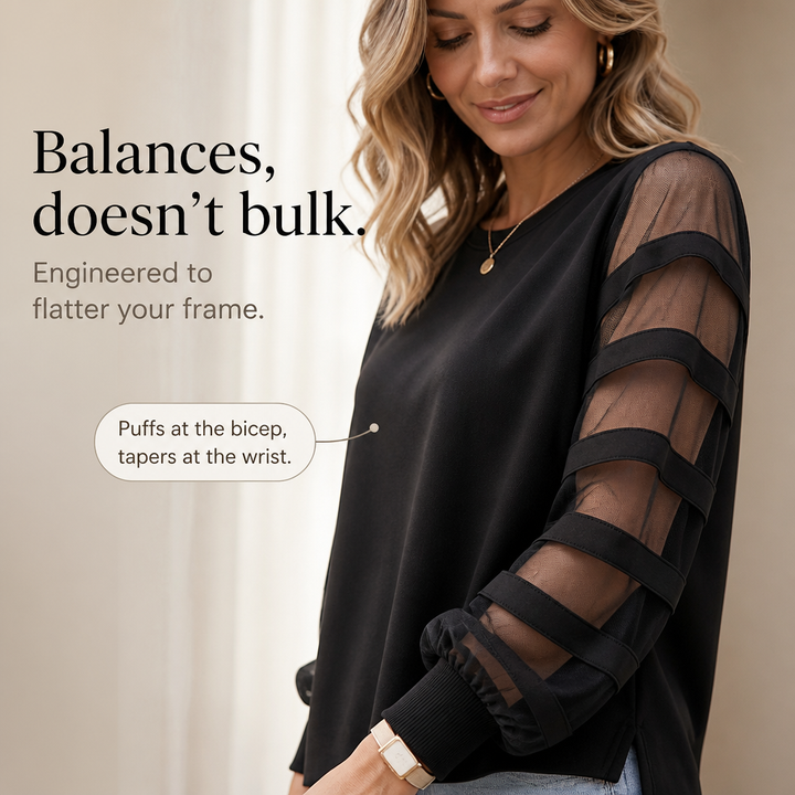 Mesh Muse – Mesh Panel Puff Sleeve Sweatshirt