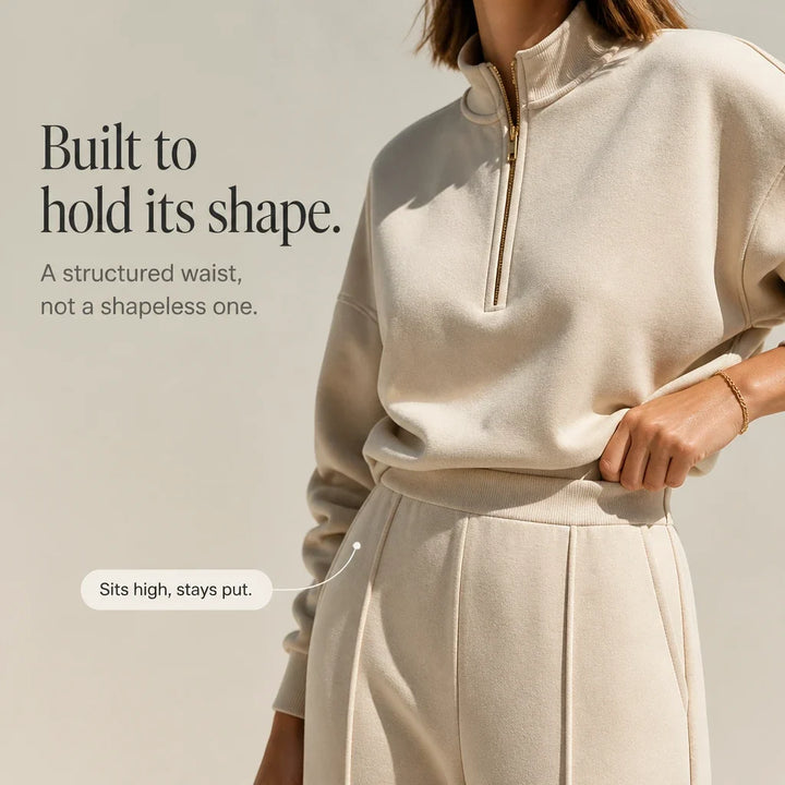 Easeform – Half-Zip Drop-Shoulder Top And Wide-Leg Pants Set