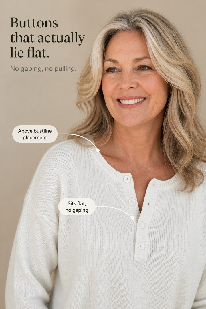 Wearbella – V-Neck Button Placket Knit Sweater