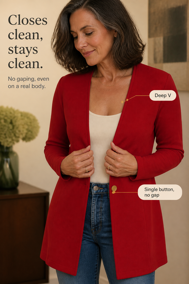Linevalle – V-Neck Single-Button A-Line Blazer