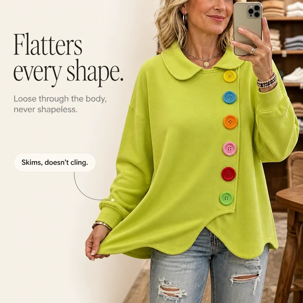Buttonbelle – Peter Pan Collar Button Sweatshirt