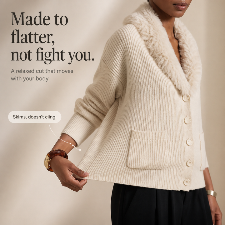 Veloura – Plush Faux-Fur Lapel Chunky Knit Cardigan