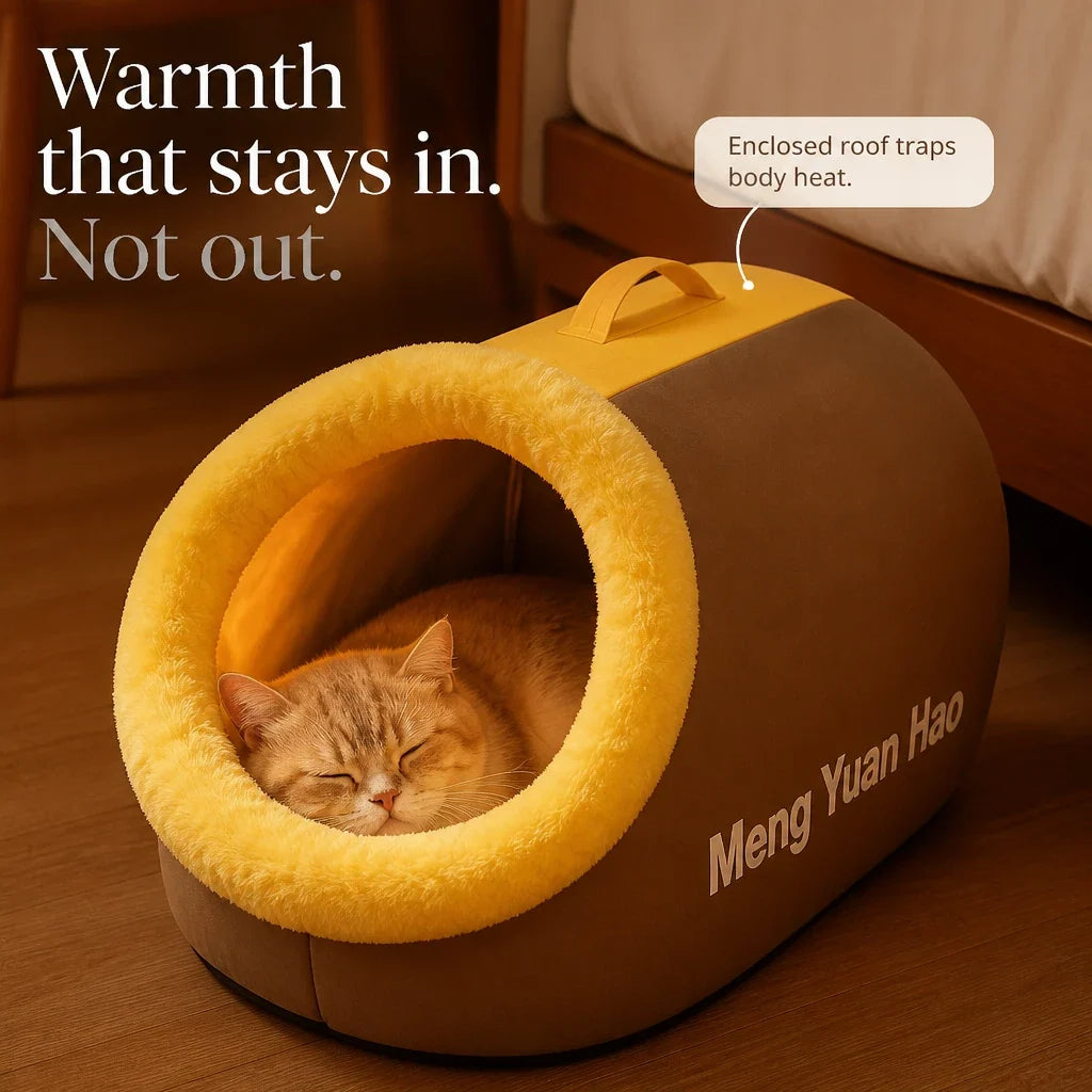 Cozyburrow – Enclosed Cave-Style Cat Bed With Removable Plush Cushion