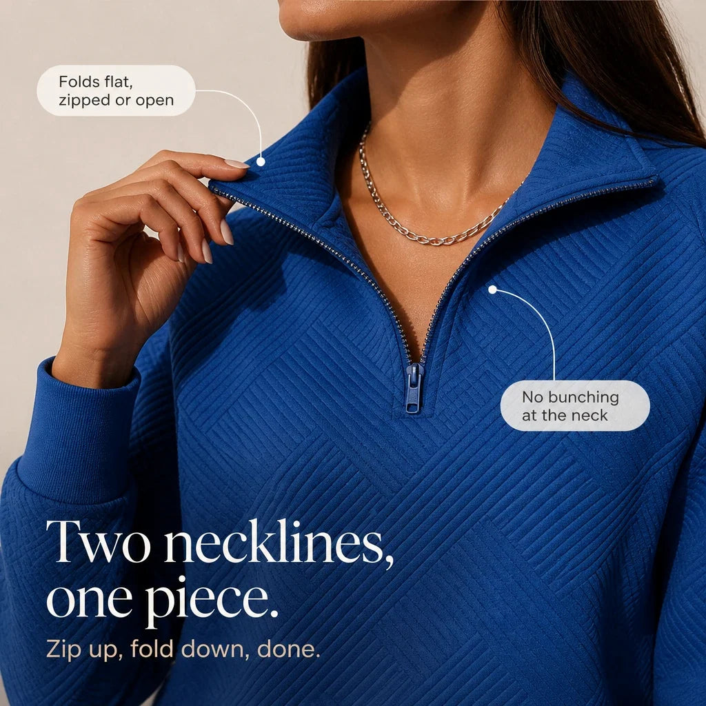 Collara – Textured Quarter-Zip Collared Pullover