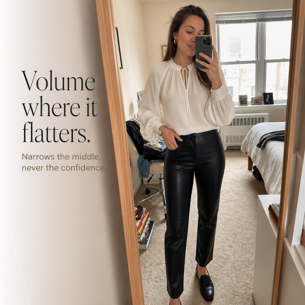 Wearbella – Chiffon Tie-Neck Lantern Sleeve Blouse