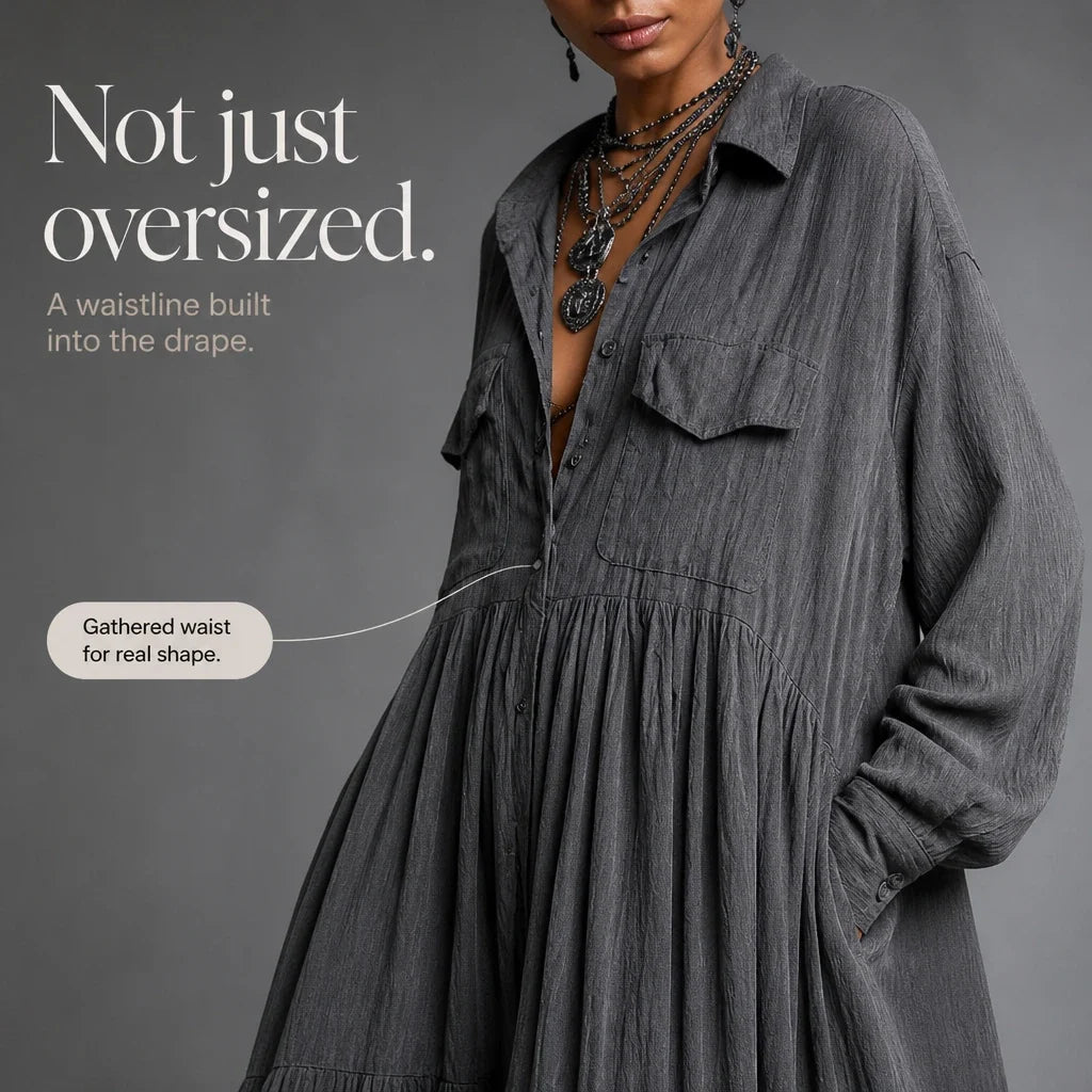 Rufflefield – Washed Ruffle Four-Pocket Shirt Dress