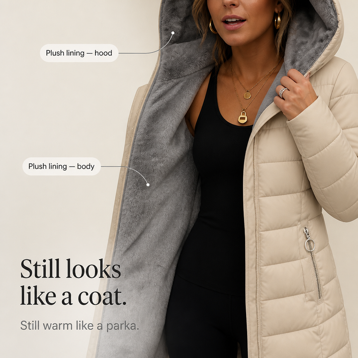 Wintervale – Plush-Lined Hooded Longline Puffer Coat