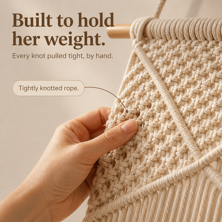 Nook & Nest – Handwoven Cotton-Rope Hanging Cat Hammock
