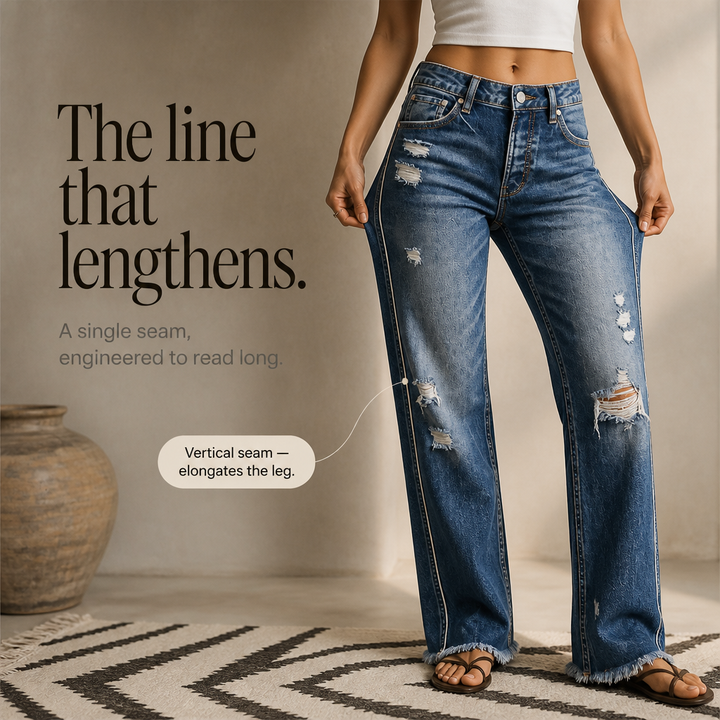 Trueline Denim – High-Rise Vertical-Seam Straight-Leg Jeans