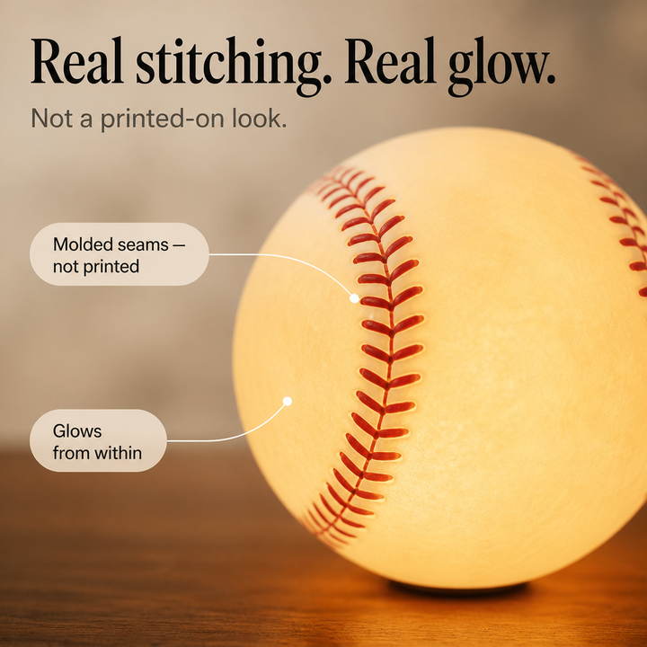 Home Plate Glow – Baseball Stitching-Look Night Light