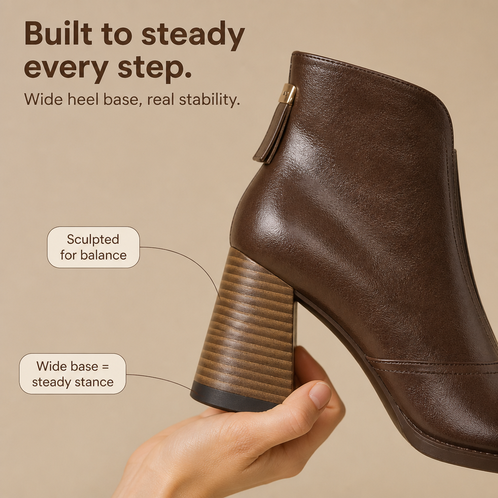 Norina – Sleek Block-Heel Leather Ankle Boots